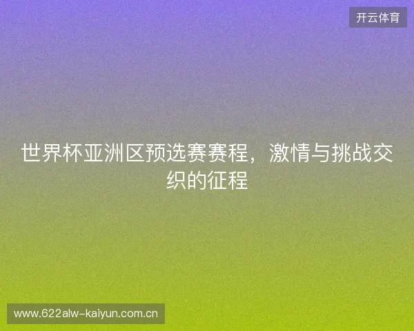 世界杯亚洲区预选赛赛程，激情与挑战交织的征程